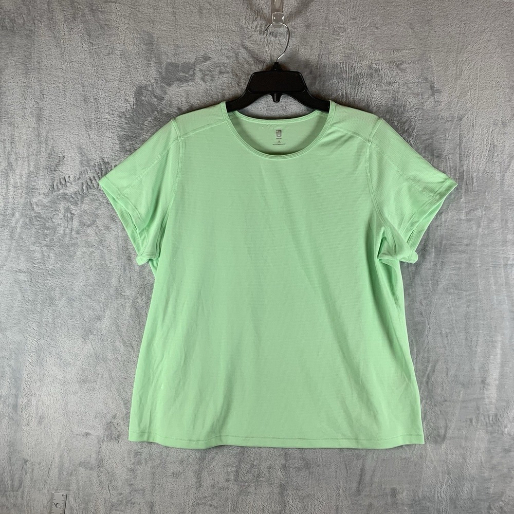 Ideology Women's 1X Top Crew Neck Shirt Performance‎ Green Gym Short Sleeve NWT